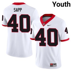 Youth Theron Sapp White University of Georgia Football #40 Jersey 253348-294
