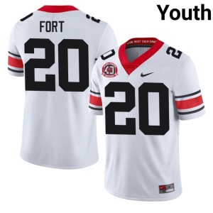 Youth Zech Fort 1980 National Champions 40th Anniversary #20 White UGA NCAA Jerseys 384525-923