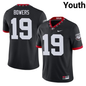 Youth Brock Bowers Black #19 Mascot 100th Anniversary Official UGA Bulldogs Jerseys 205025-998