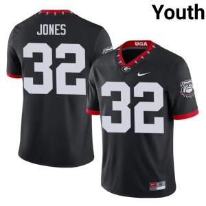 Youth #32 Georgia Bulldogs Black Mascot 100th Anniversary Cash Jones Official Jerseys 317365-470