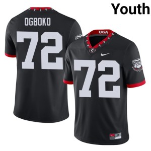 Youth #72 Mascot 100th Anniversary Black Ekene Ogboko Georgia Bulldogs Stitched Jerseys 380227-375