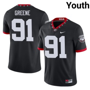 Youth Justin Greene Georgia Bulldogs Black #91 Football Mascot 100th Anniversary Jerseys 376255-895