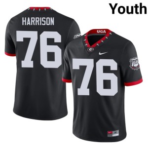 Youth UGA Bulldogs Black Mascot 100th Anniversary Official #76 Marcus Harrison Jerseys 120357-554