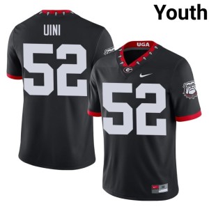 Youth Mascot 100th Anniversary Black Michael Uini Georgia Bulldogs #52 Stitched Jerseys 963209-790