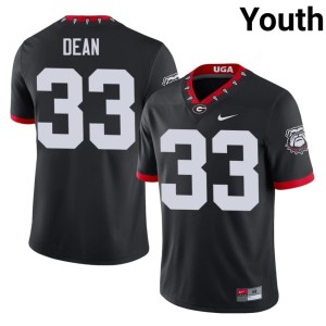 Youth Black #33 Georgia Bulldogs PJ Dean Mascot 100th Anniversary Football Jersey 640064-146