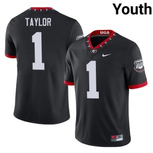 Youth #1 Talyn Taylor Mascot 100th Anniversary Replica University of Georgia Black Jersey 924458-392