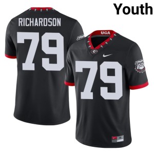 Youth Stitched Black TyQuez Richardson Mascot 100th Anniversary #79 University of Georgia Jerseys 272484-272