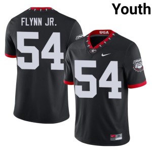 Youth Mascot 100th Anniversary Georgia Bulldogs #54 Waltclaire Flynn Jr. Black Embroidery Jersey 246053-730
