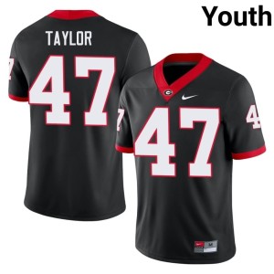 Youth University of Georgia Bulldogs Football #47 Will Taylor Black Jerseys 579342-221