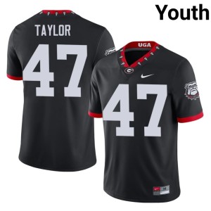 Youth Black Georgia Mascot 100th Anniversary #47 Will Taylor High School Jerseys 128282-566